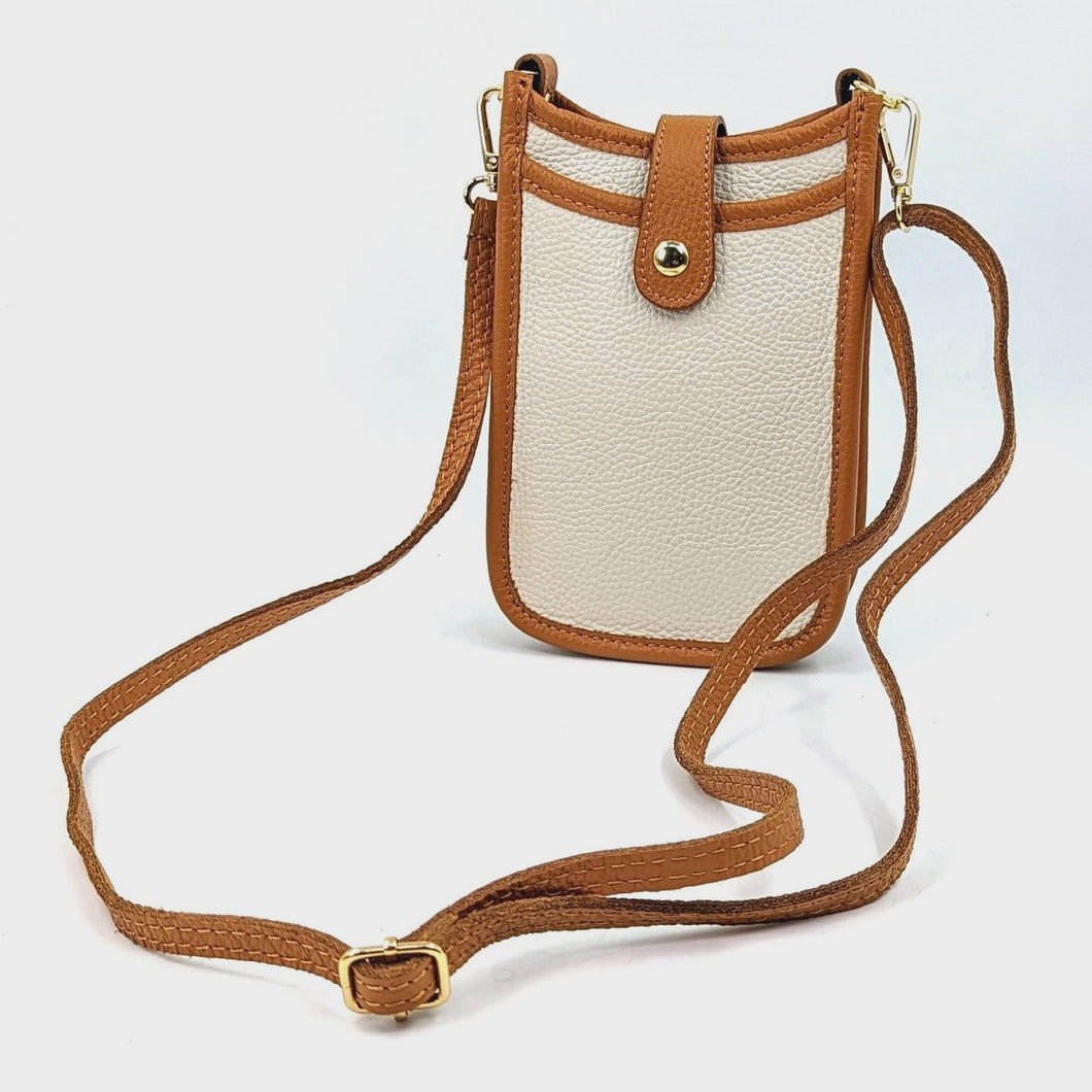 Felicity Two Tone Leather Crossbody Pouch Bag