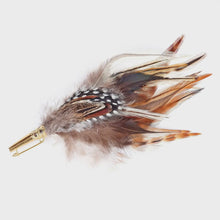 Load image into Gallery viewer, Spotty Guineafowl Feather Saddle Mount Brooch