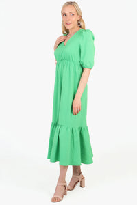 Chloe Textured Crepe Midi Dress - Green