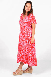 Amara Pink Leopard Print Wrap Dress