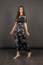 Load image into Gallery viewer, Roxy Tiered Metallic Oil Slick Maxi Dress - Black &amp; Silver