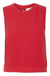 ICHI Dotties Knitted Cotton Tank Top - Mars Red