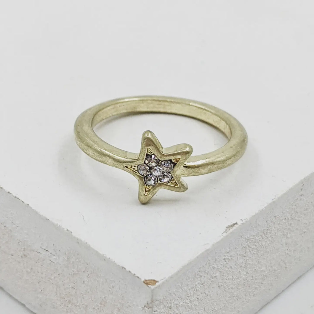 Gold & Silver Crystal Star Ring