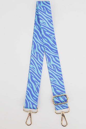 Printed Bag Strap - Blue Zebra & Aqua Lightening Bolt