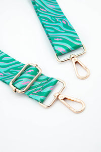 Printed Bag Strap - Green Zebra & Pink Lightening Bolt