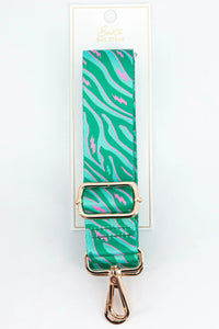 Printed Bag Strap - Green Zebra & Pink Lightening Bolt