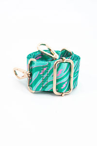 Printed Bag Strap - Green Zebra & Pink Lightening Bolt