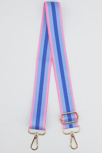 Printed Bag Strap - Pink & Blue Stripe