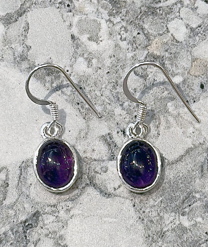 Amethyst Gemstone & Sterling Silver Drop Earrings