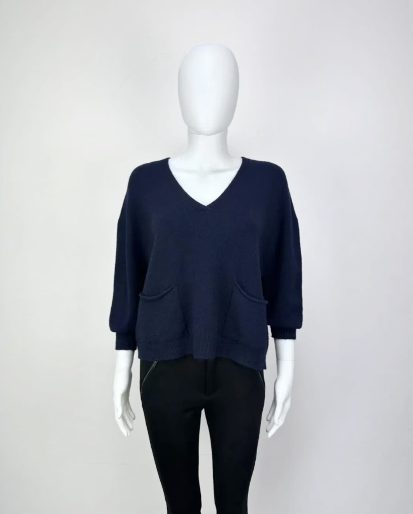 Clare Two Pocket Jumper - Navy