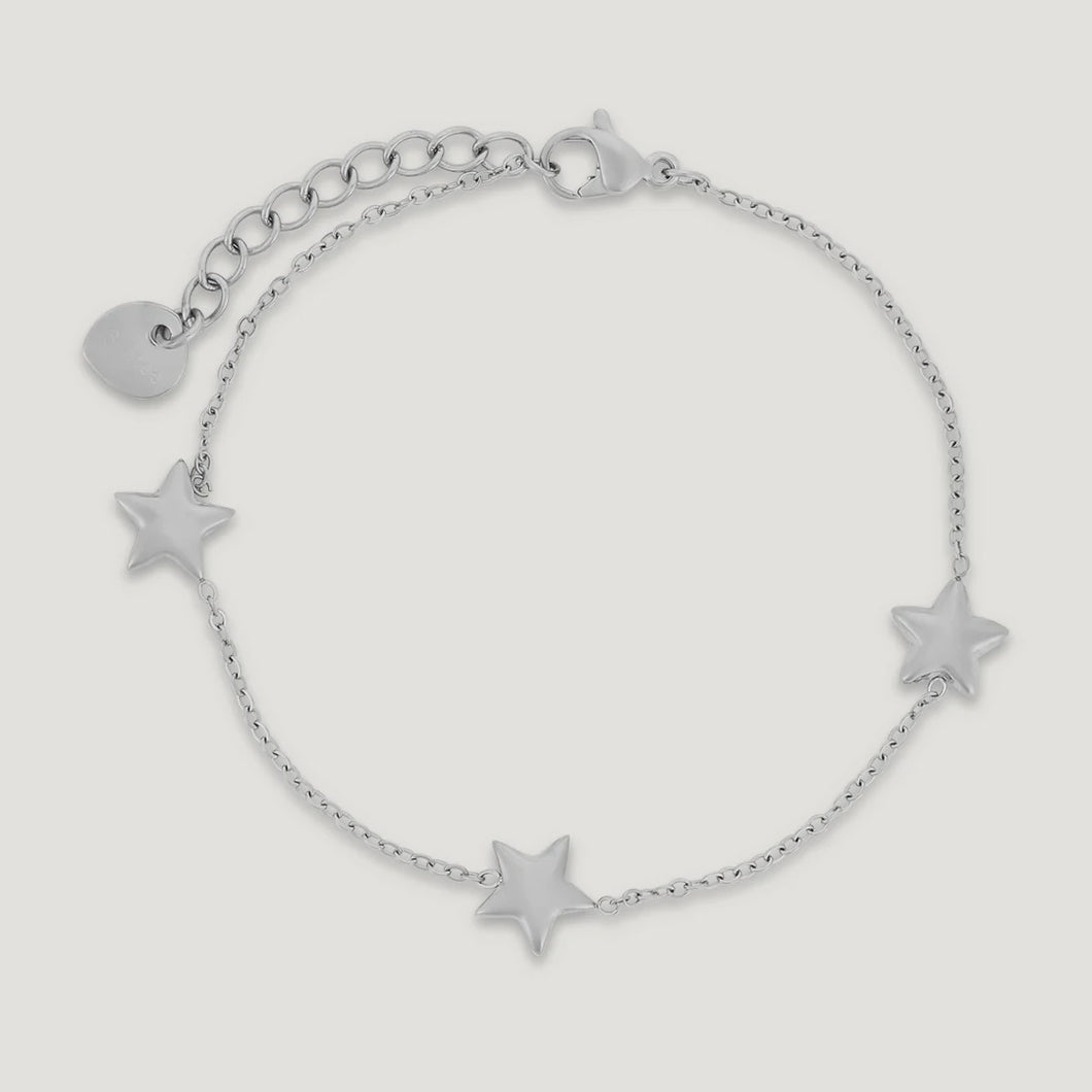 Keira Multi Star & Chain Bracelet - Silver