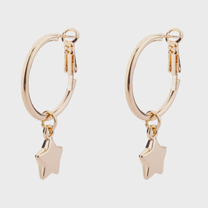 Eternal Hoop & Star Pendant Earrings - Gold