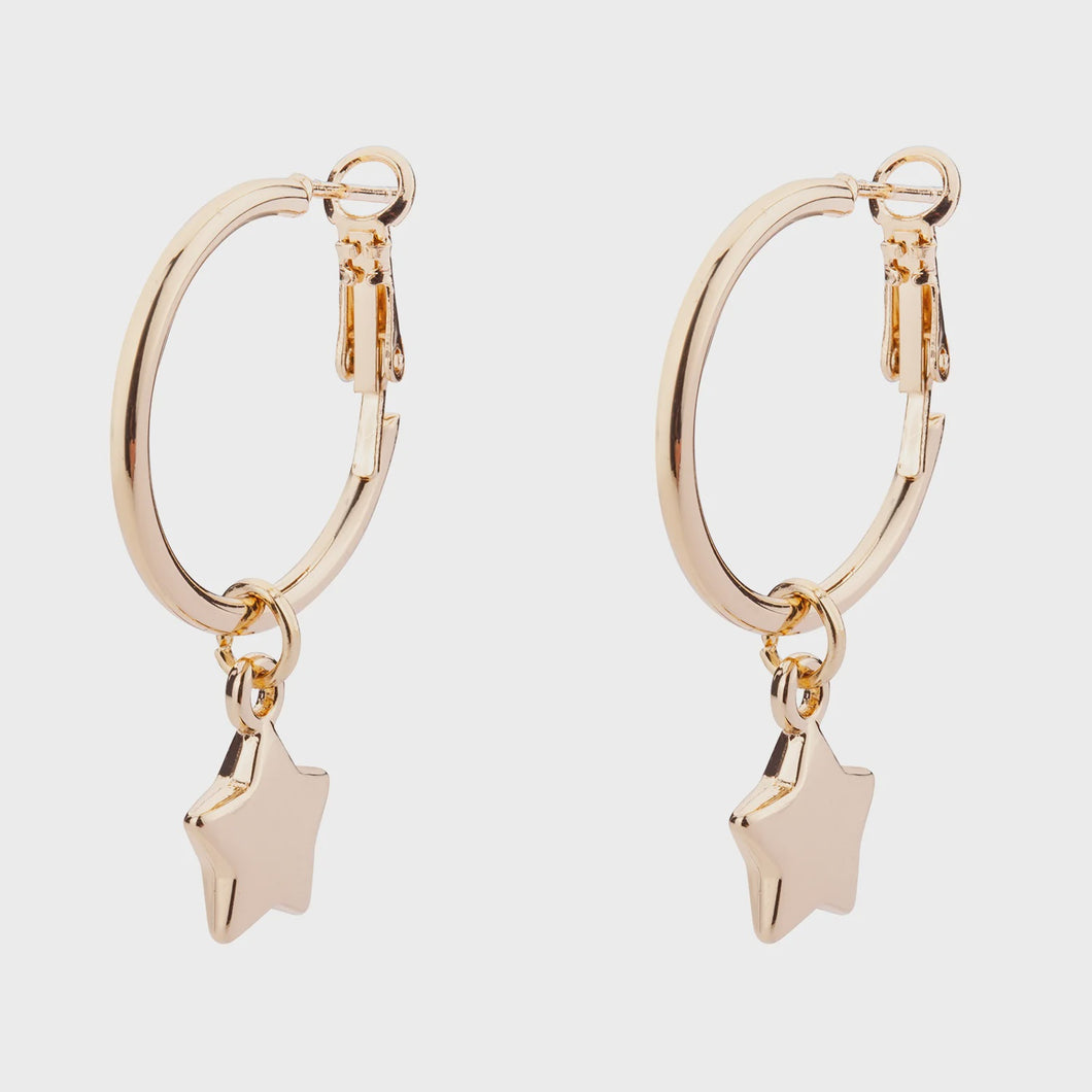 Eternal Hoop & Star Pendant Earrings - Gold