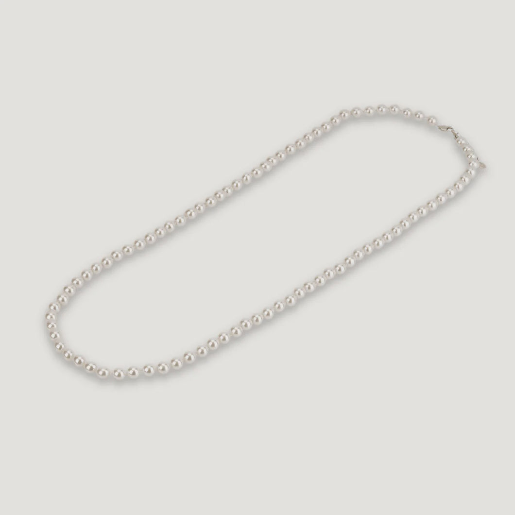 Keira Mother of Pearl Long Necklace - Rhodium Silver Plated