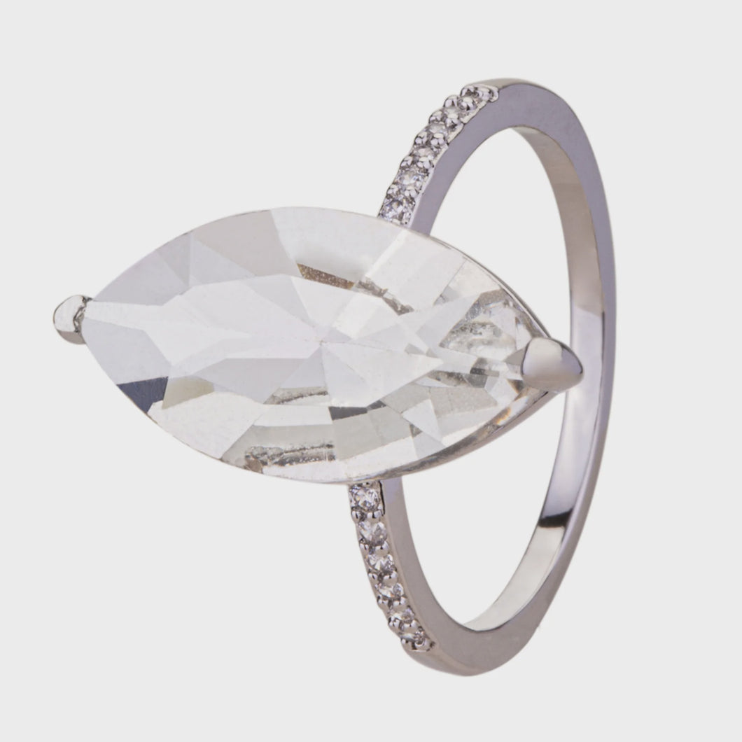 Ariana Cubic Zirconia Crystal Ring - White Gold Plated