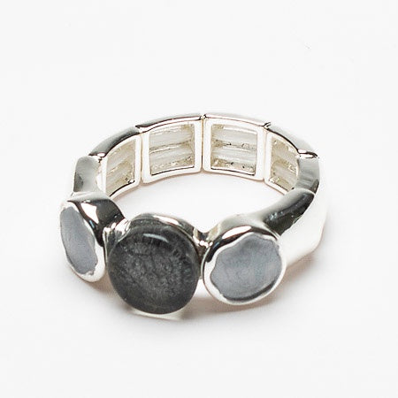 Grey Resin Stone Ring - Silver