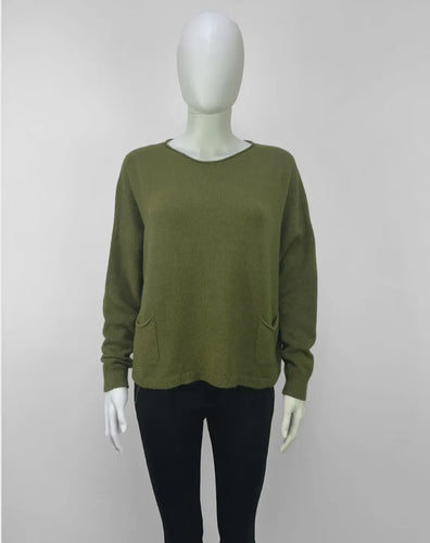 Elsa Two Pocket Jumper - Bosco Green