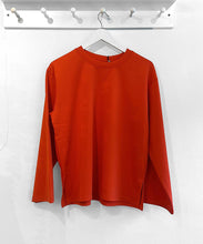 Load image into Gallery viewer, ICHI Kala Long Sleeve Stripe Sweatshirt Top - Fiesta Orange