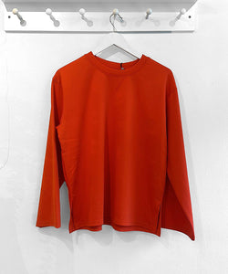 ICHI Kala Long Sleeve Stripe Sweatshirt Top - Fiesta Orange