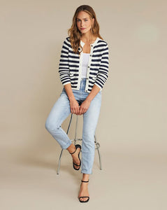 Red Button Danelle Cotton Jacket - Navy & Ecru Stripe