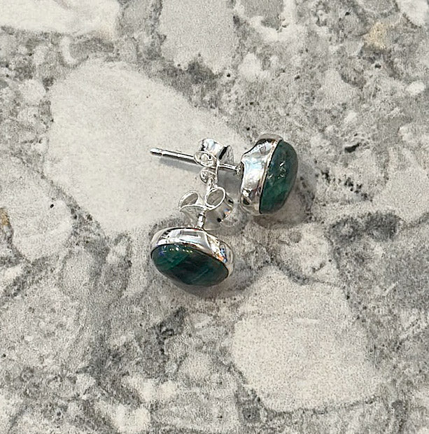 Sterling silver clearance malachite earrings