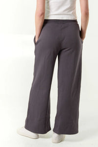 Keri Cotton Blend Wide Leg Jogger Trousers - Charcoal