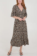 Load image into Gallery viewer, Tara Leopard Print Shirred Maxi Dress - Tan &amp; Cream