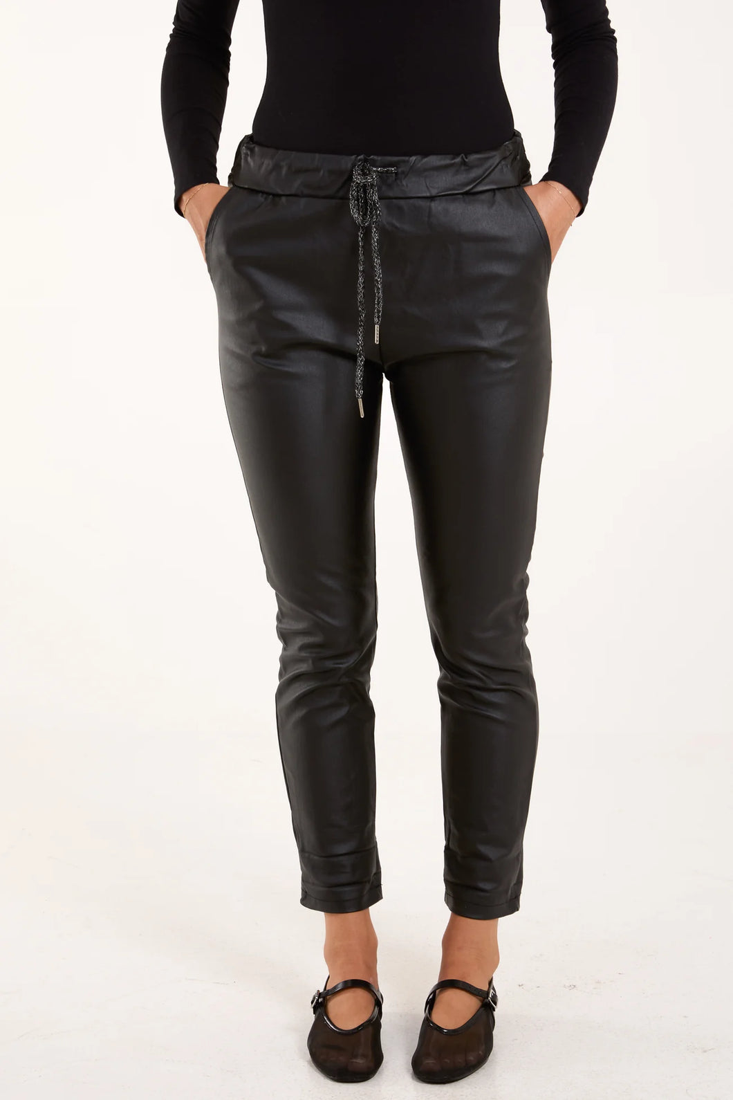 Roxy Faux Leather Trousers - Black