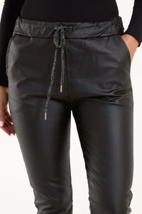 Roxy Faux Leather Trousers - Black