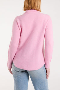 Sofia Soft Knitted Roll Neck Jumper - Pink