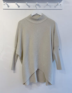 Olivia Dipped Hem Jumper - Stone