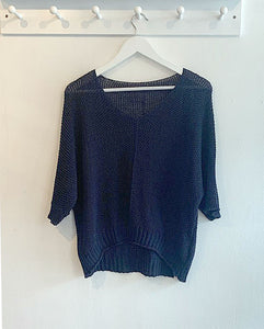 Rachelle Open Stitch Jumper - Navy