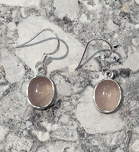 Rose Quartz Gemstone & Sterling Silver Drop Earrings