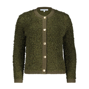 Red Button Jolie Cotton & Wool Blend Boucle Jacket - Army Green