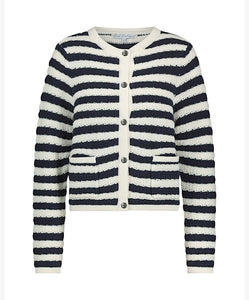 Red Button Danelle Cotton Jacket - Navy & Ecru Stripe