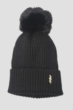 Load image into Gallery viewer, Zella Lightening Bolt &amp; Pom Pom Beanie Hat - Black