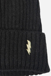 Zella Lightening Bolt & Pom Pom Beanie Hat - Black