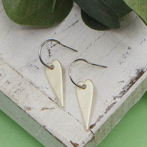 Gold & Silver Elongated Heart Earrings