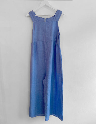 Alessia Linen Jumpsuit - Cornflower Blue