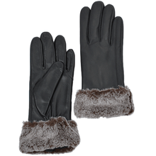 Load image into Gallery viewer, Ashwood Leather Gloves with Faux Fur Cuff - Black