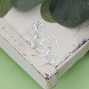 Star Drop Earrings - Silver