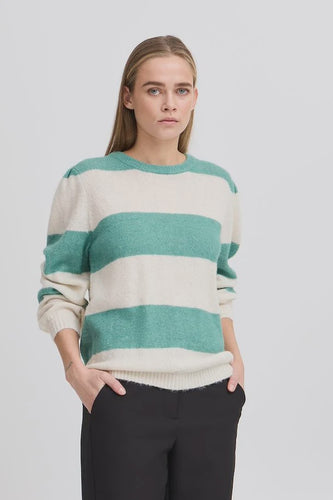 ICHI Dusty Knitted Jumper - Beryl Green