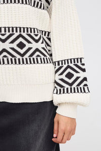 ICHI Barisa Cotton Blend Geometric Print Jumper - Birch