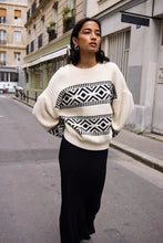 Load image into Gallery viewer, ICHI Barisa Cotton Blend Geometric Print Jumper - Birch