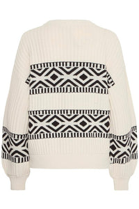 ICHI Barisa Cotton Blend Geometric Print Jumper - Birch