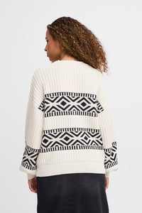 ICHI Barisa Cotton Blend Geometric Print Jumper - Birch