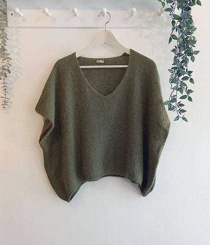 Carys Mohair Short Sleeve Jumper - Khaki