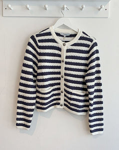 Red Button Danelle Cotton Jacket - Navy & Ecru Stripe