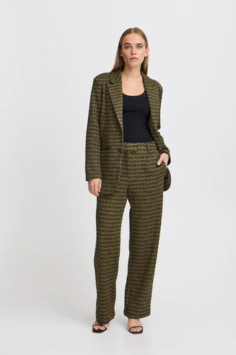 ICHI Kate Mosley Stripe Jacquard Trousers - Mayfly