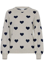 Load image into Gallery viewer, ICHI Brielle Heart Jumper - Oatmeal &amp; Total Eclipse